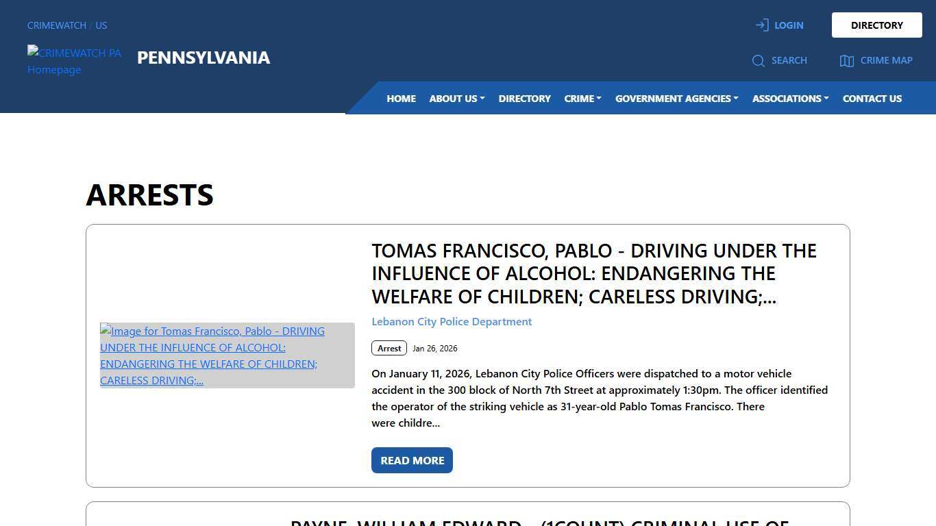 Pennsylvania Arrests CRIMEWATCH